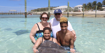 The Lanzara family on vacation. From left: Mary, Darryl, Merita, and Luis.