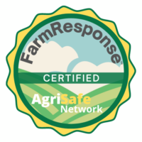 Farm response, AgriSafe network certified badge.